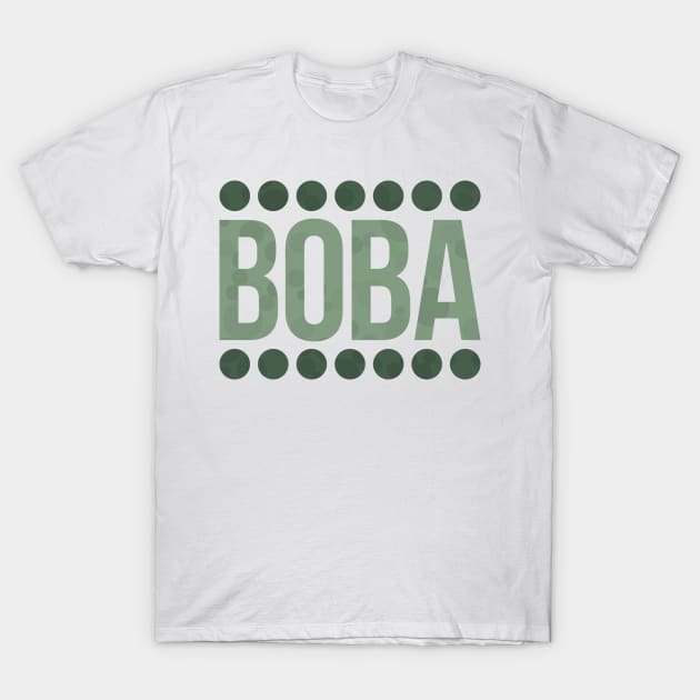 Matcha Boba Balls Typography T-Shirt by John Uttley